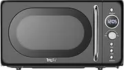 Total Chef Retro Microwave Oven | 20L Quick Start & Defrost By Weight/Time | 8 Pre-set Cooking Modes For Coffee, Rice, Pasta, Potato, Reheat, Fish, Pizza, Popcorn | 700W | Black