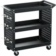 Lockable Tool Trolley Steel Workshop Cart with Pegboard