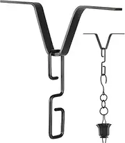Rain Chain Gutter Adapter and Chains Hook V-Shape Rustproof Iron Rain Chain Adapter Hook for Gutter Chimes Clip Downspout Outside Hardware Black-