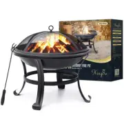 KingSo 22 inch Wood Burning Firepit (round steel black)