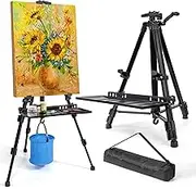Art Easel Stand for Painting, Adjustable 51-155 cm, Folding Tripod Display Easel, Artist Stand Easel with Bag/Keg, Tabletop and Floor Painting Display Drawing Art Sketch (Black)