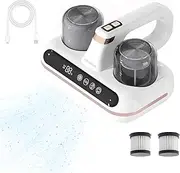 [Ruspela] Mattress Cleaner LED Screen Handheld Vacuum Cordless 10Kpa Ultrasonic UV Lamp Mattress Cleaning Machine Dust Mites Remover with 2 Filters 80000 Vibration for Bed Sofa Carpet