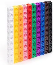 Maths Cubes - 100-Piece Set of Fidget Linking Cubes for Early Learning and Maths, with 10 Colours and Geometric Shapes, Perfect for Classroom and Home
