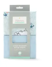 [Little Haven] 2 Pack Cotton Bassinet Fitted Safari Sheets 80cm in Blue