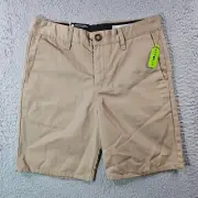 NWT Volcom Boys Frickin Chino Shorts Size 29 Khaki Modern Straight Uniform