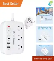 Compact 4FT Extension Cord USB Multi-Port Adapter for European Travel Essentials