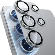 compatible for Samsung Galaxy S25 Ultra Camera Lens Protector, Military Grade Shatterproof Strong Adsorption Matte Alloy Metal Ring Glass Camera Screen Protector for Galaxy S25 Ultra,【Silver】