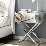 1 Drawer Artiss Bedside Table Mirrored - MOCO Silver