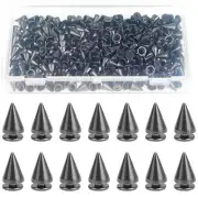 200 Pieces 7mm x 9.5mm Black Bullet Cone Spikes and Screw Back Studs for DIY ...