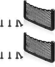 2 Pcs ABS Plastic Frame Car Storage Net Bag Phone Car Mesh Net Holder RV Storage Boat Cargo Pocket Organizer Framed Mesh Net Pocket with Screws for Auto RV Net (2, 9 x 4 Inch)