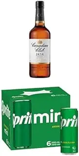 Canadian Club Whisky 1L & Sprite Lemonade Soft Drink Mini Can Multipack 6 x 250 ml