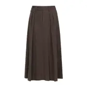 [Ralph Lauren Collection] Ralph Lauren Collection-Dark Brown Wool Evilyn Mid A Line Skirt-Donna 4 US