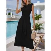Women's Midi Dress Cocktail Dress Wedding Guest Dress Chiffon Fashion Modern Outdoor Vacation Regular Fit Plain Sleeveless Crew Neck Black Purple Dark Blue Sum