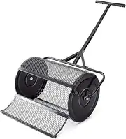 24'' Compost Manure Spreader, Lightweight Metal Mesh Peat Moss Spreader with T Shaped Handle, Garden Lawn Roller Peat Moss Planting Seeding Spreader, for Manure, Topsoil, Fertilizer