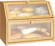 Bamboo Bread Box for Kitchen Bread Storage And Organizer Farmhouse Countertop B