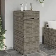 Outdoor Storage Cabinet with 1 Door and 1 Drawer, PE Wicker Cupboard Garden Shed Tools Chest Organiser for Garden, Backyard, Porch, Grey 55x55x111 cm