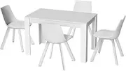 1 Artiss Dining Table and 4 Chairs Set Rectangle White