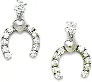 [JewelryWeb] 14k White Gold CZ Simulated Diamond Horseshoe Drop Screw Back Earrings 14x10mm Stud Earring for Women