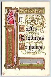 c1910s Easter Gladness Decor Embossed Antique Postcard