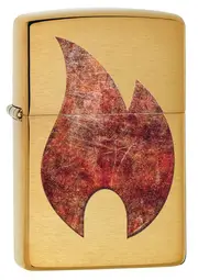 Zippo Lighter - Brushed Brass Oxidized Flame