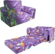 Kids Couch Toddler Sofa Chairs Comfy 2 in 1 Glow in The Dark Foldable Kids So...