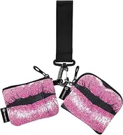 [XYMZR] Mini Zip Around Wristlet keychain Wallet Fantasy Lip Black for Women Personalized Pattern Detachable Dual Pouch Wristlet Portable Wallet Phone Coin Purse, Multi-colored, One Size