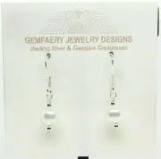 Sterling Silver South Seas White Shell Pearl Dangle Earrings #275...Handmade USA