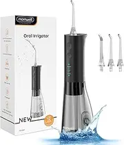 Mornwell Water Flossers for Teeth, 300ML Cordless Water Flosser, 3s Pressure Crescendo Oral Irrigator, Professional Rechargeable Portable Water Flosser with 4 Tips
