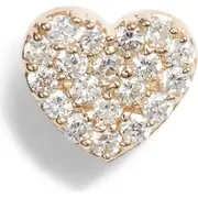 Anzie Pavé Diamond Single Heart Stud Earring