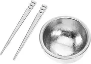 ERINGOGO 1:12 Dollhouse Miniature Tableware Kit Alloy Bowls Chopsticks Miniature Pretend Play Decorations