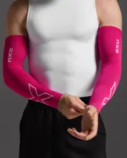 Flex Compression Arm Sleeves, 2XU, M, Hot Pink/Pink, Unisex