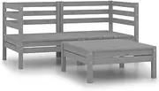 3 Piece Garden Lounge Set Solid Pinewood Grey Patio Bar Sets