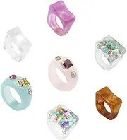 BESTYASH Unique Ring for Women Creative Resin Ring Resin Jewelry Wide Ring Women's Ring