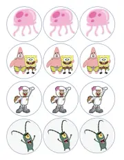 12 Spongebob Squarepants edible paper, cupcake cookie toppers CHOOSE SIZE