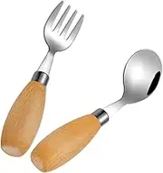 Generic Toddler Weaning Set Toddler Fork Spoon Set for Kids Simple Design Comfortable to Hold 304 Stainless Steel Travel Lunch Box