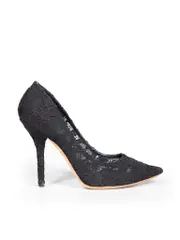 Black Lace Point Toe Pumps