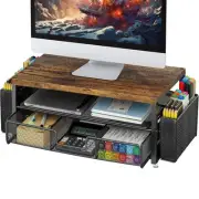 Monitor Stand Riser, Desk Organizer with Drawer and Pen Holder, 2-Tier Comput...