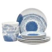 Noritake Dinnerware Set (12Pc) Porcelain Microwave Safe Blue/White (4Service)