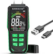 Rechargeable Wood Moisture Meter, Firewood Moisture Tester, Drywall Moisture Detector Professional Moisture Content Meter Lumber Logs Concrete Floors Carpet Ceiling Building Material Hardwood