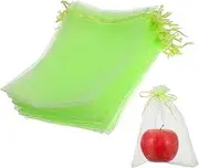 Happyyami 100 Pcs Reusable Mesh Fruit Protection Bags Breathable Netting for Trees Versatile Use for Fruits and Vegetables Easy Drawstring Design Garden Supplies