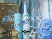 Personalized Beach Wedding Toast Wine Glass Bling Crystal Teal Sparkle Mr Mrs