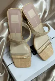 NWB Dolce Vita Women's Bertie Sandal Beige Crystal Vinyl Size 9.5 tried on only!