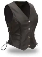 Trinity - Women's Motorcycle Western Style Vest Braid Detail