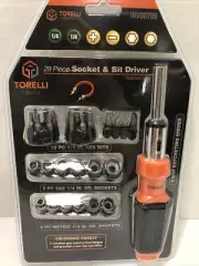 Torelli 29 Piece 1/4" Drive Socket and Ratcheting Bit Driver New in Package