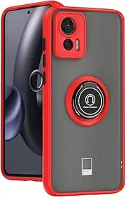 [Eabhulie] Motorola Edge 30 Neo Case, Ring Holder Stand Translucent Back Soft Bumper Hybrid Cover for Motorola Edge 30 Neo Red