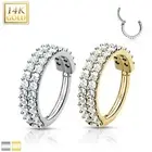 14K SolidGOLD Double Gem EAR NOSE Piercing Ring Daith Tragus Helix Orbital Pinna