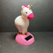 Solar Powered Dancing Bobble Head Toy Magical Pink Unicorn
