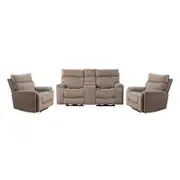 Dynasty 2+1+1 Electric Fabric Recliner Suite - Latte