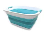 PORTABLE WASHING TUB Collapsible Plastic Foldable Storage Container Grey SAMMART