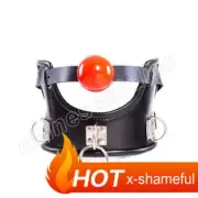 Classics Bondage Flirt Leather Adjustable Collar with Silicone Open Mouth Ball